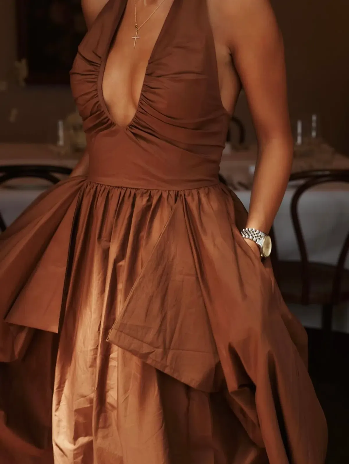 Manning Cartell Provence Halter Gown in Cognac Size 6 - Image 3
