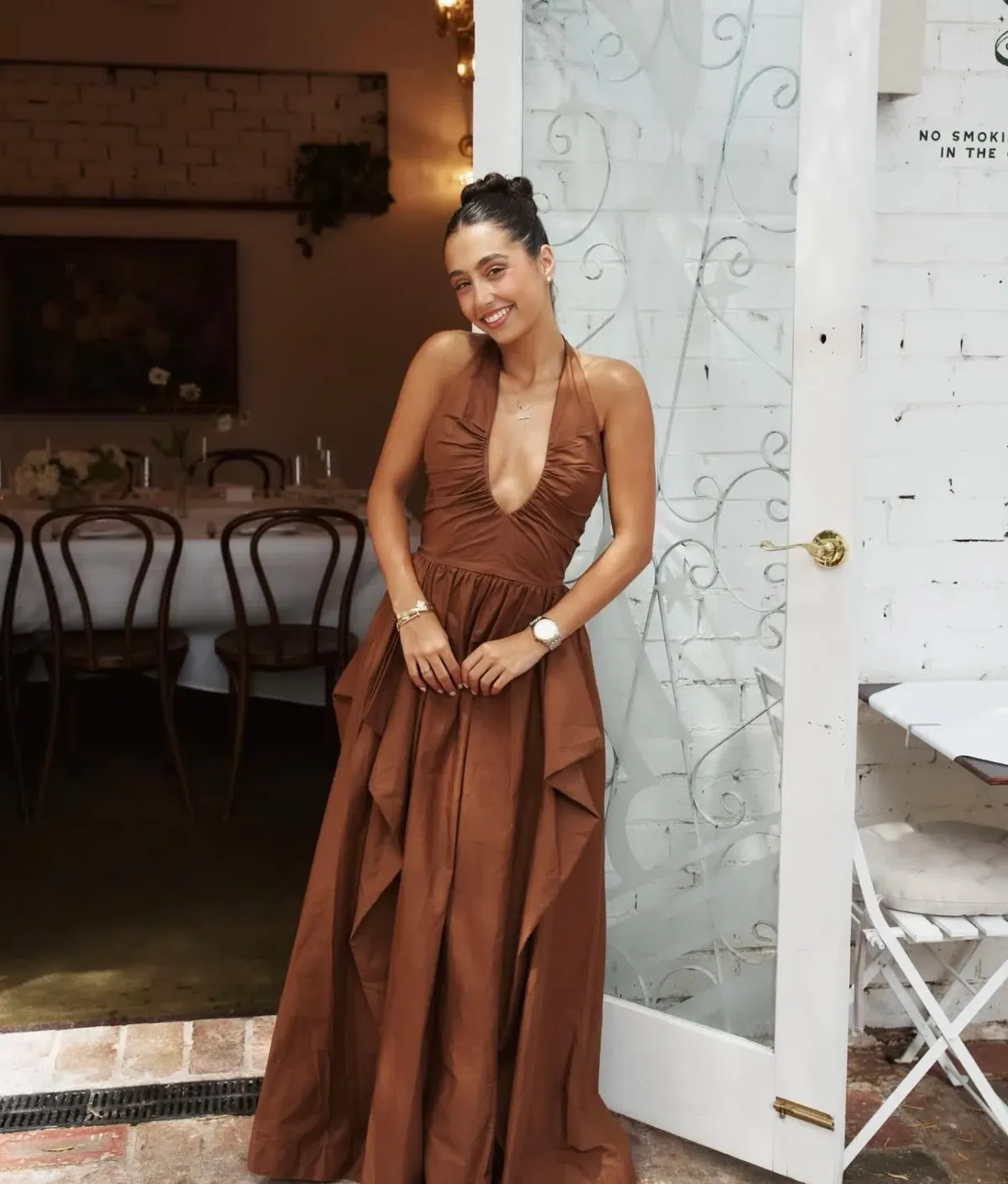 Manning Cartell Provence Halter Gown in Cognac Size 8 - Image 1