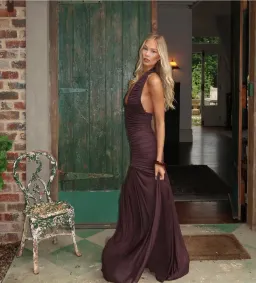 Christopher Esber Orion Gown in Malbec - Chocolate Size AU 8 for rent on The Volte - image 4