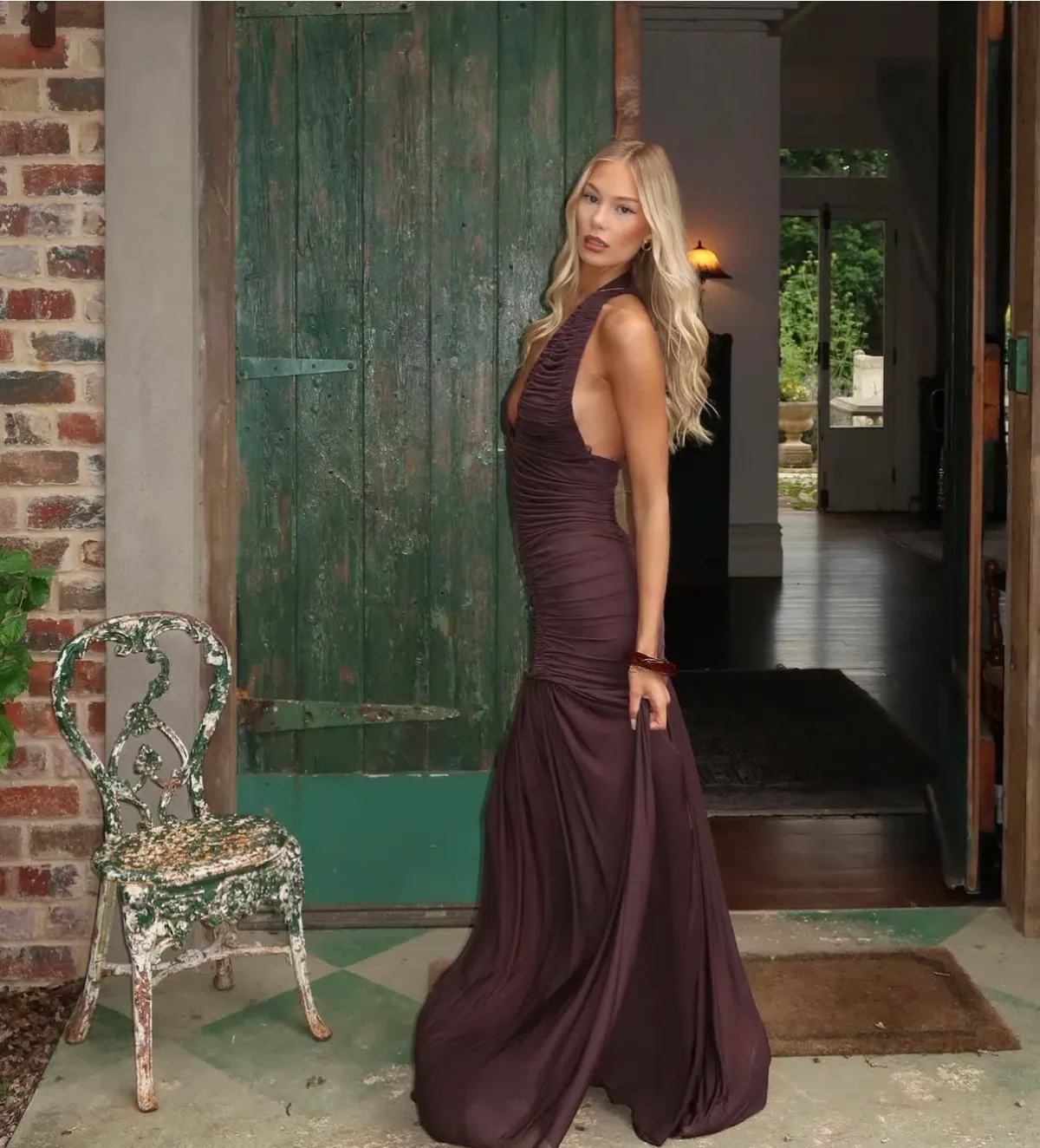 Christopher Esber Orion Gown in Malbec - Chocolate Size AU 10 - Image 4
