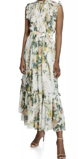 Zimmermann White Green Zippy Print Dress Size 2 (AU10-12) for rent on The Volte - image 1
