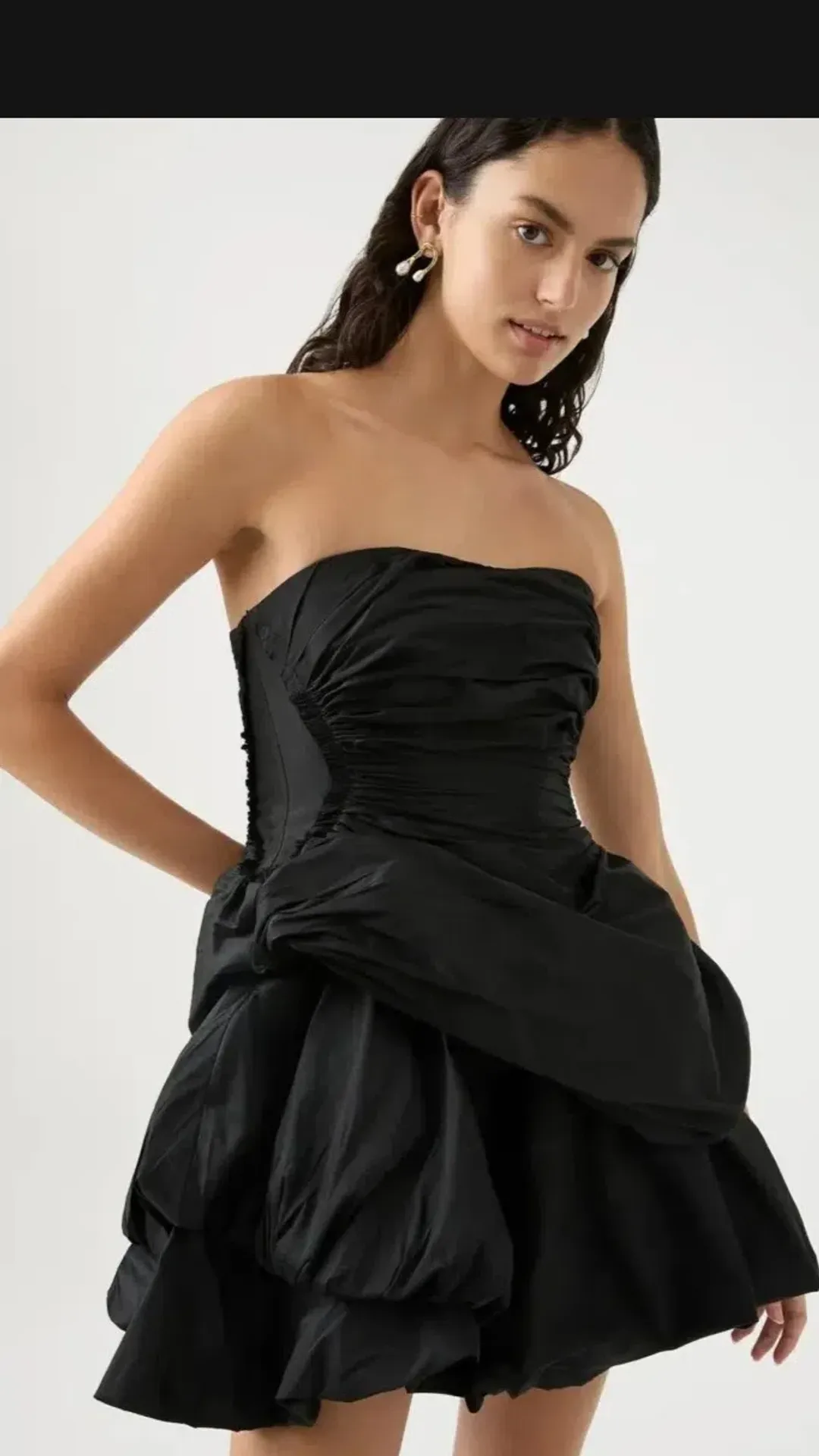 Aje Daybreak Strapless Mini Dress Black Size AU 16 for rent on The Volte - main image
