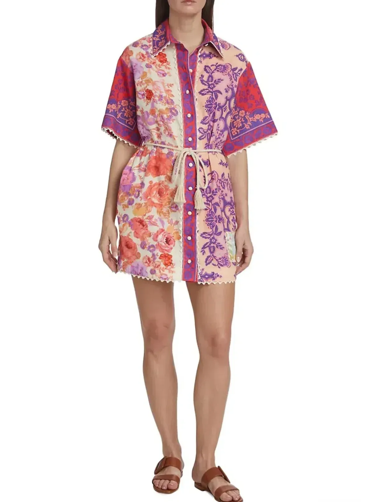 Zimmermann Raie Trimmed Mini Dress in Multi Size 1 AU 10 for rent on The Volte - main image