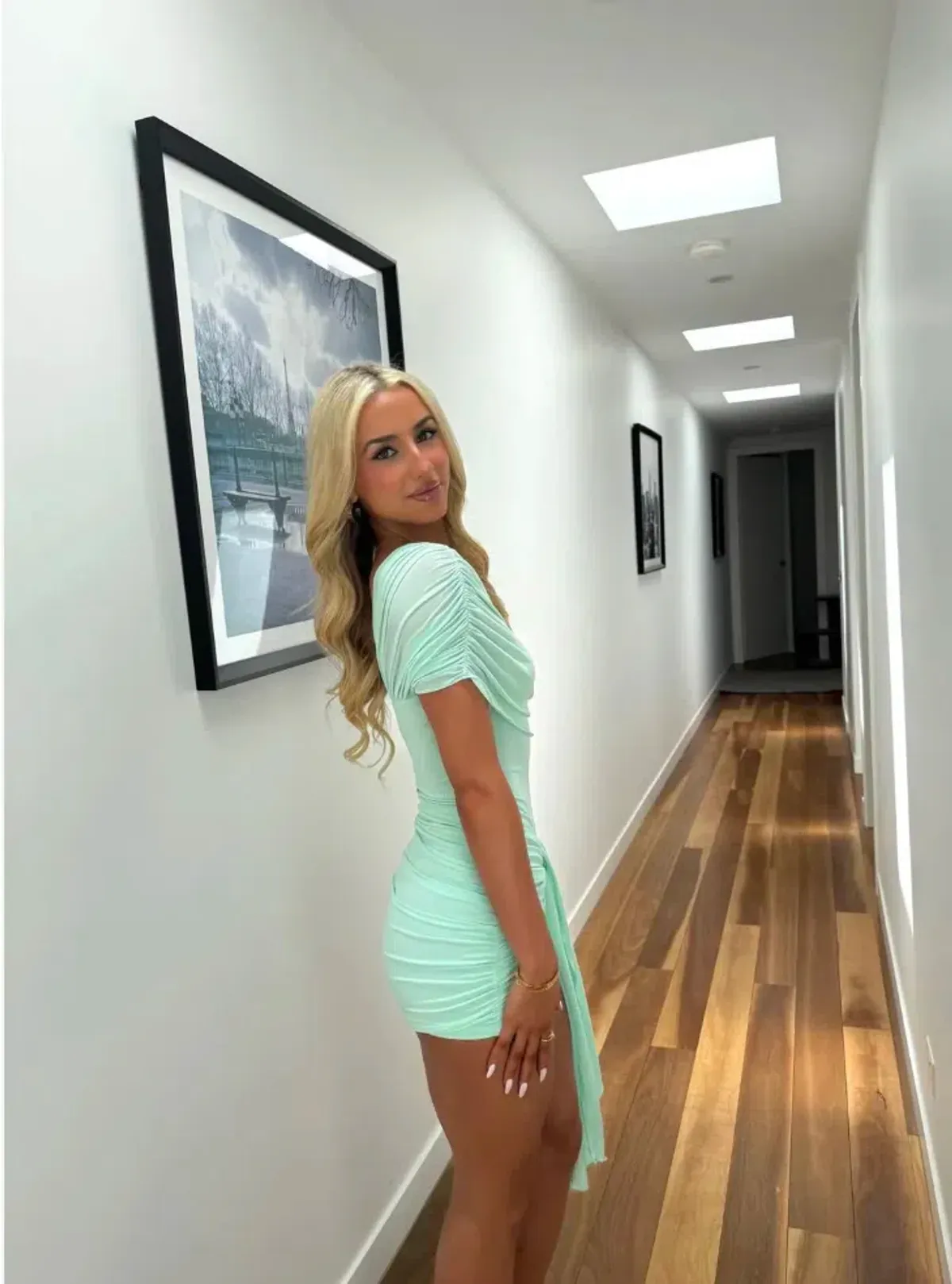 BENNI. Rumi Mini Dress Bleached Aqua Size S/AU 8 - Image 3