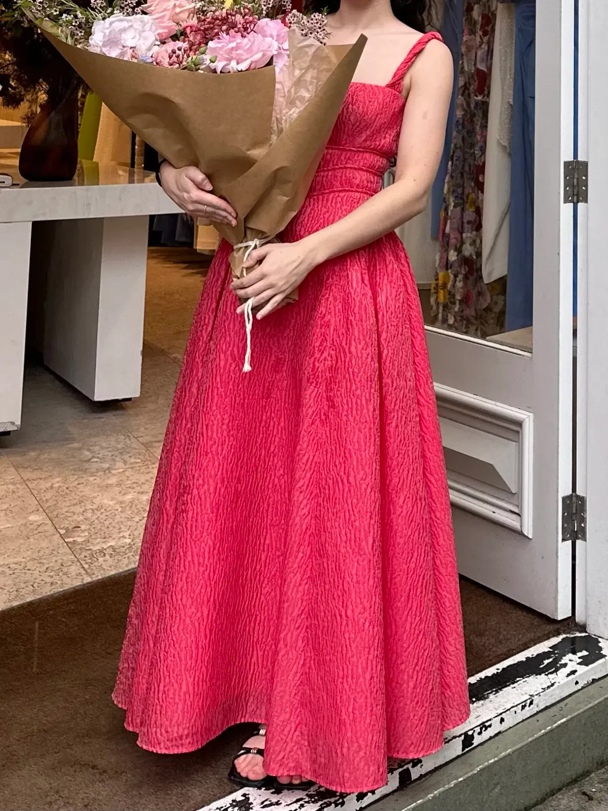 Rachel Gilbert Sophy Strap Midi Dress in Pink Size AU 8 - Image 3