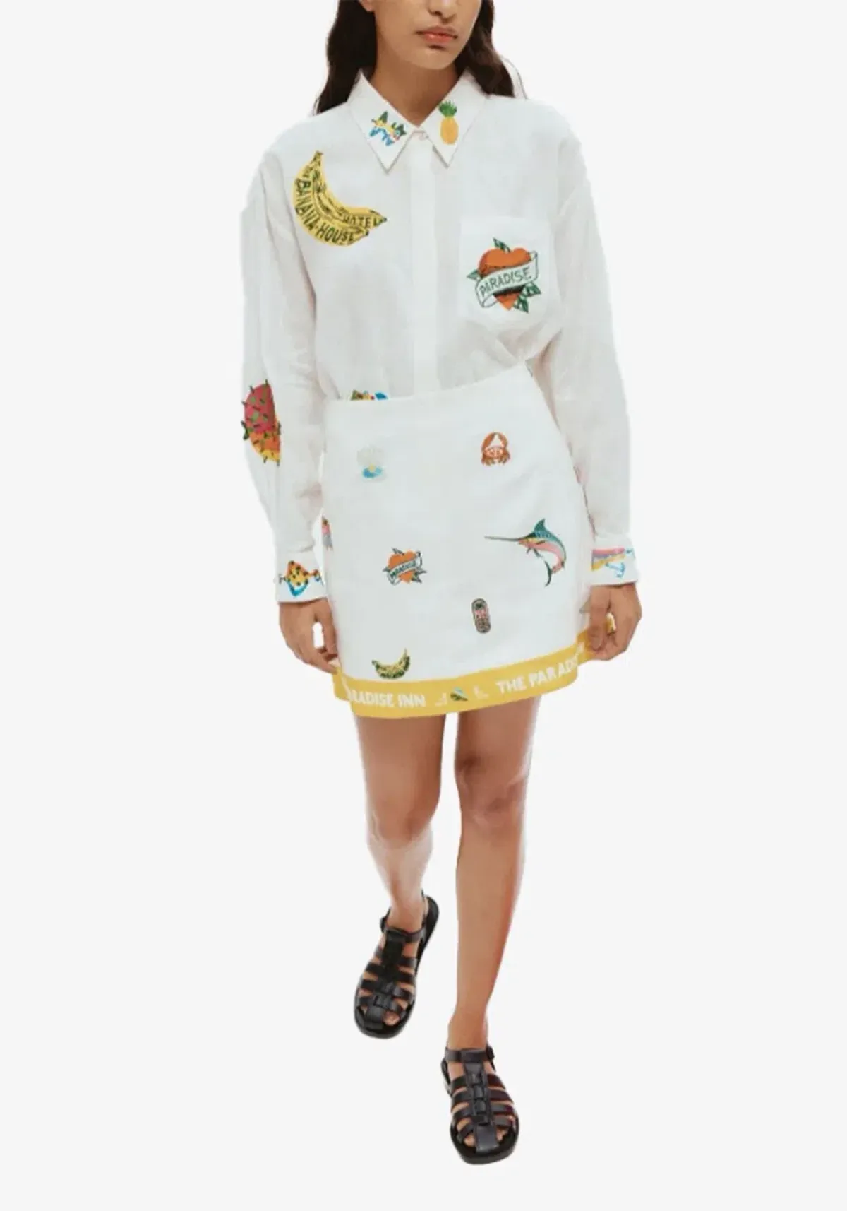 ALEMAIS Clam Patch Shirt and Blue Marlin Mini Skirt Set Size 8 & 10 AU - Image 1