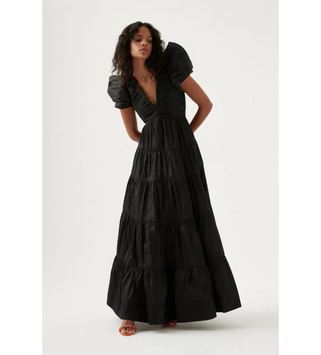 Aje Statuesque Tiered Gown Black Size 14 for rent on The Volte - main image