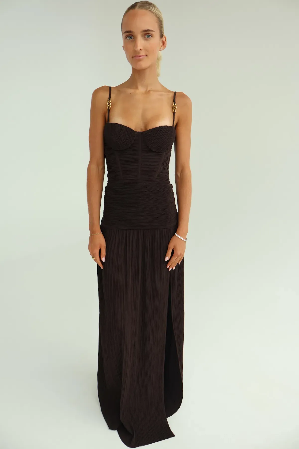 Manning Cartell Double Time Pleat Maxi Dress Dark Chocolate Size 6 - Image 2