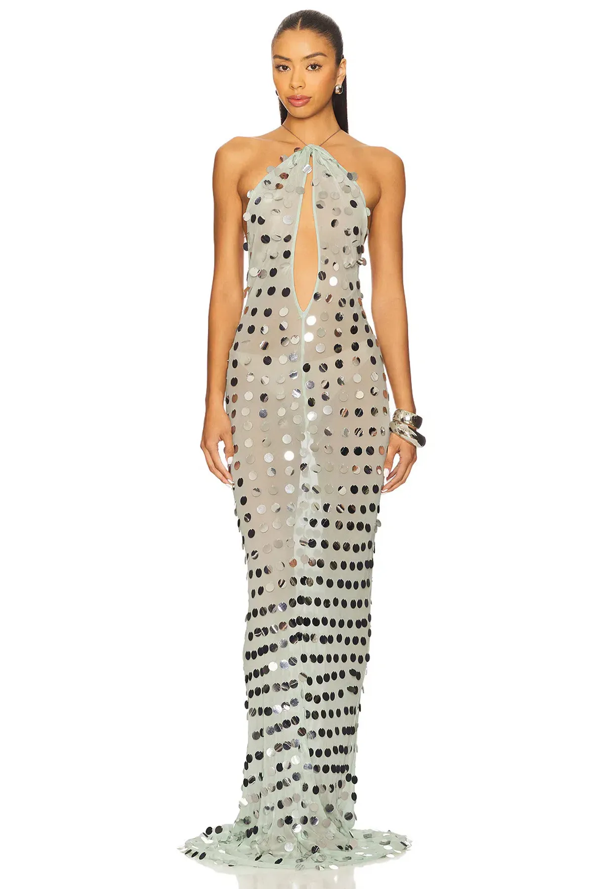 Misha The Mirror Bead Maxi Dress in Mint Size 8 - Image 4