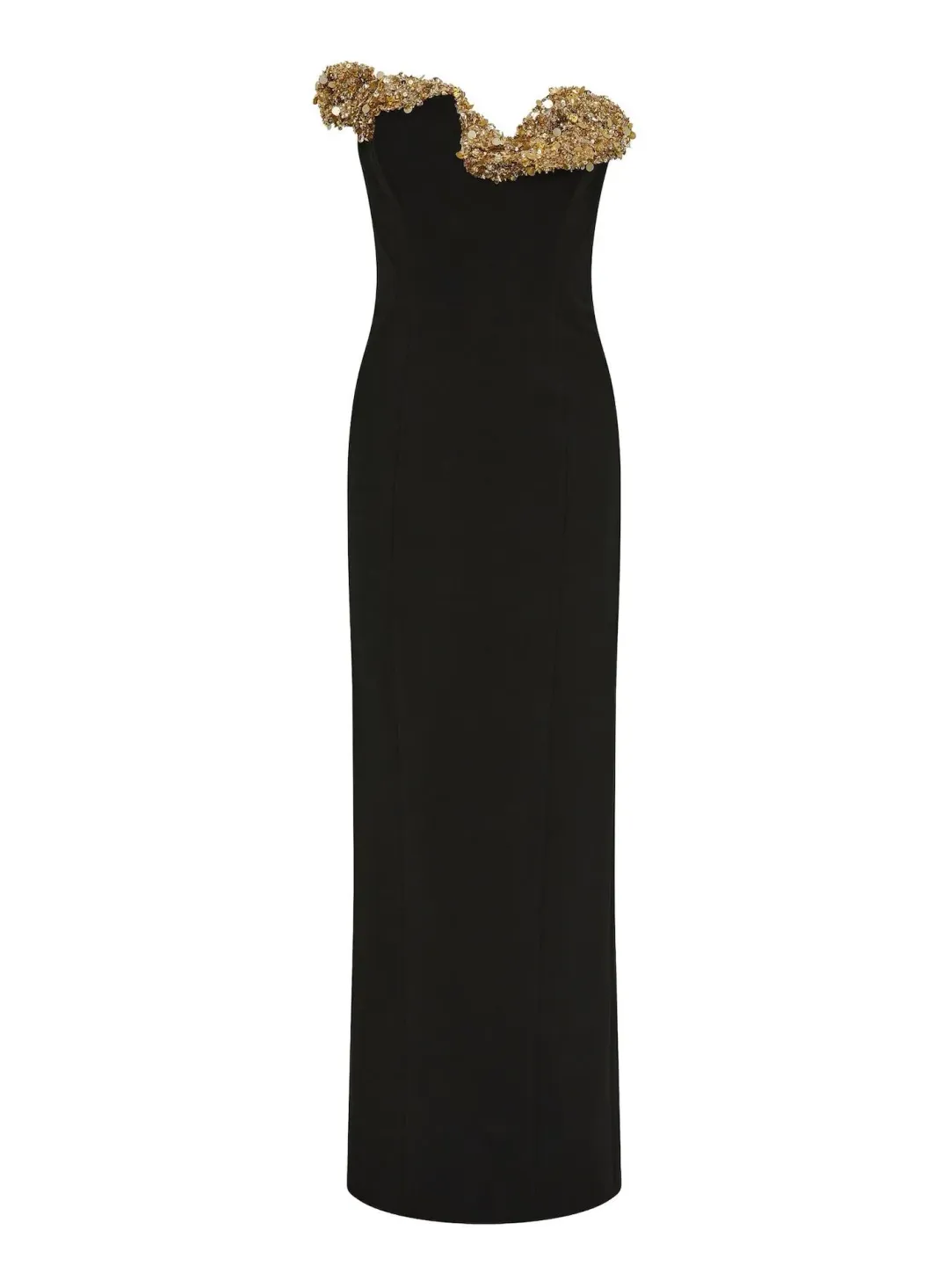 Rachel Gilbert Lucca Maxi Gown in Black/Gold Size 8 for rent on The Volte - main image