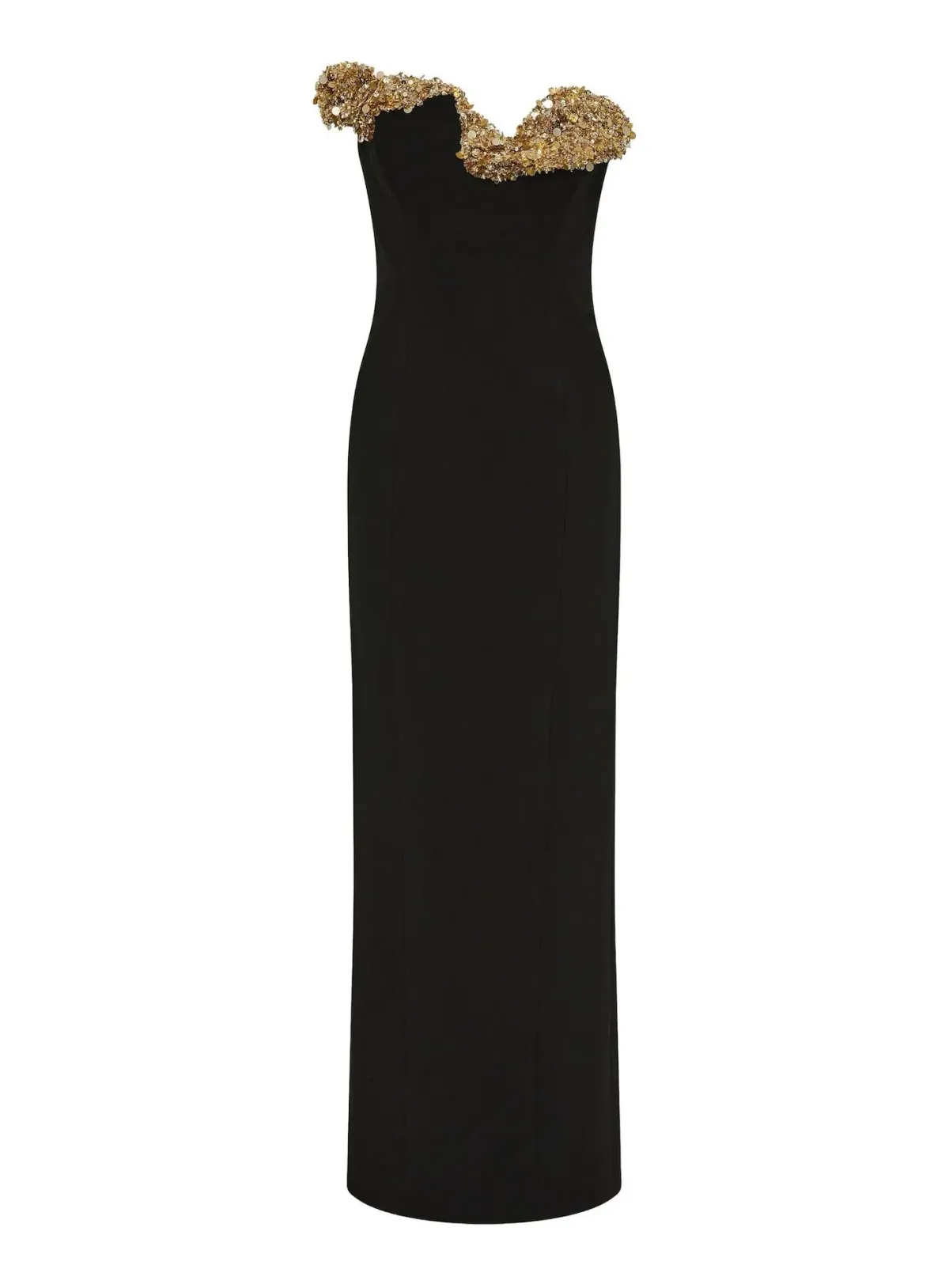 Rachel Gilbert Lucca Maxi Gown in Black/Gold Size 8 for rent on The Volte - main image