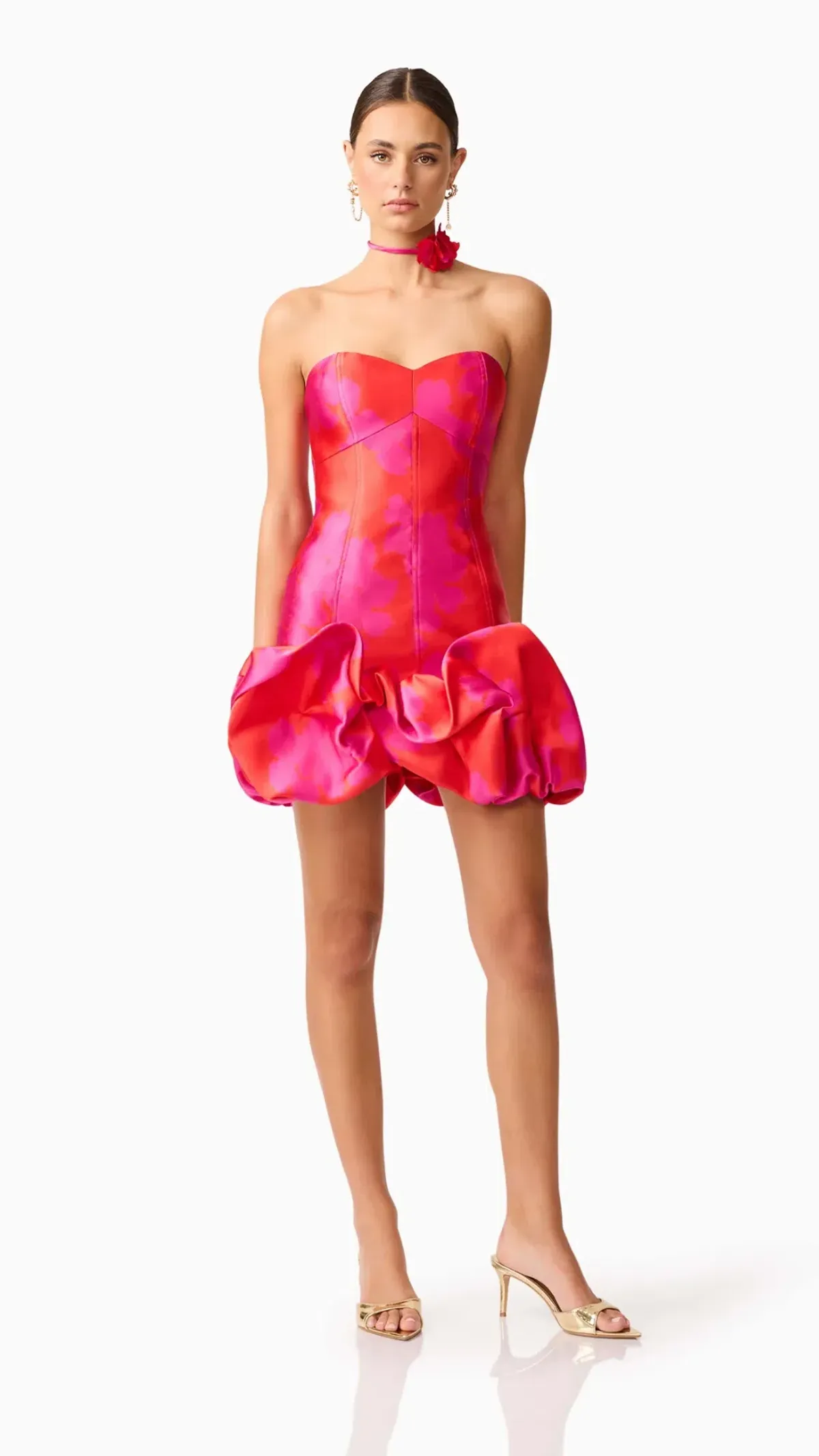 Elliatt Eloise Strapless Mini Dress in Pink and Red Size M (10) - Image 4