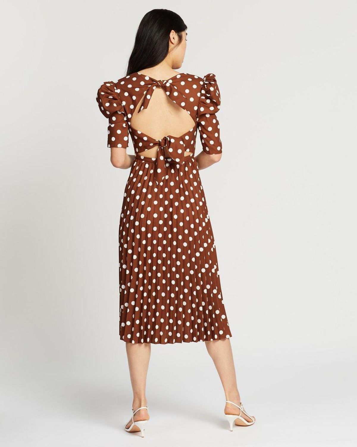By Johnny Tessa Spot Tie-Back Pleated Midi Dress Size 10 - Image 6