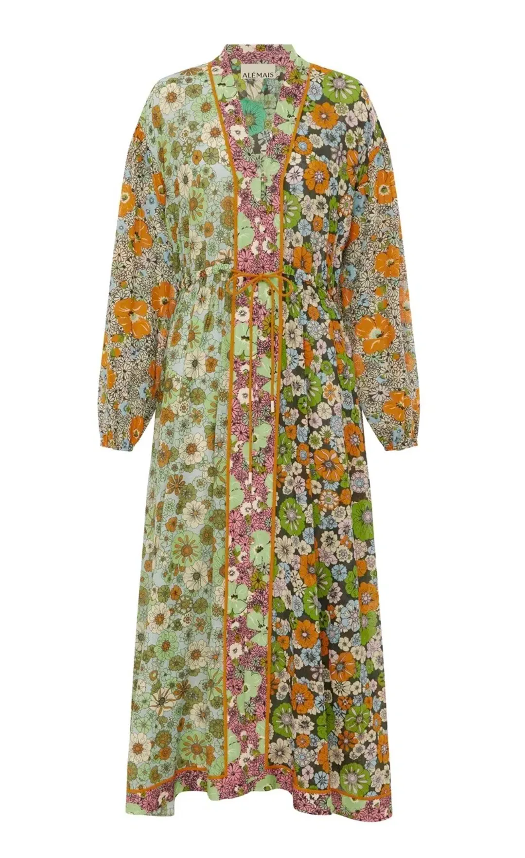Alemais Orange Blossom Spliced Midi Dress Size 12 for rent on The Volte - main image