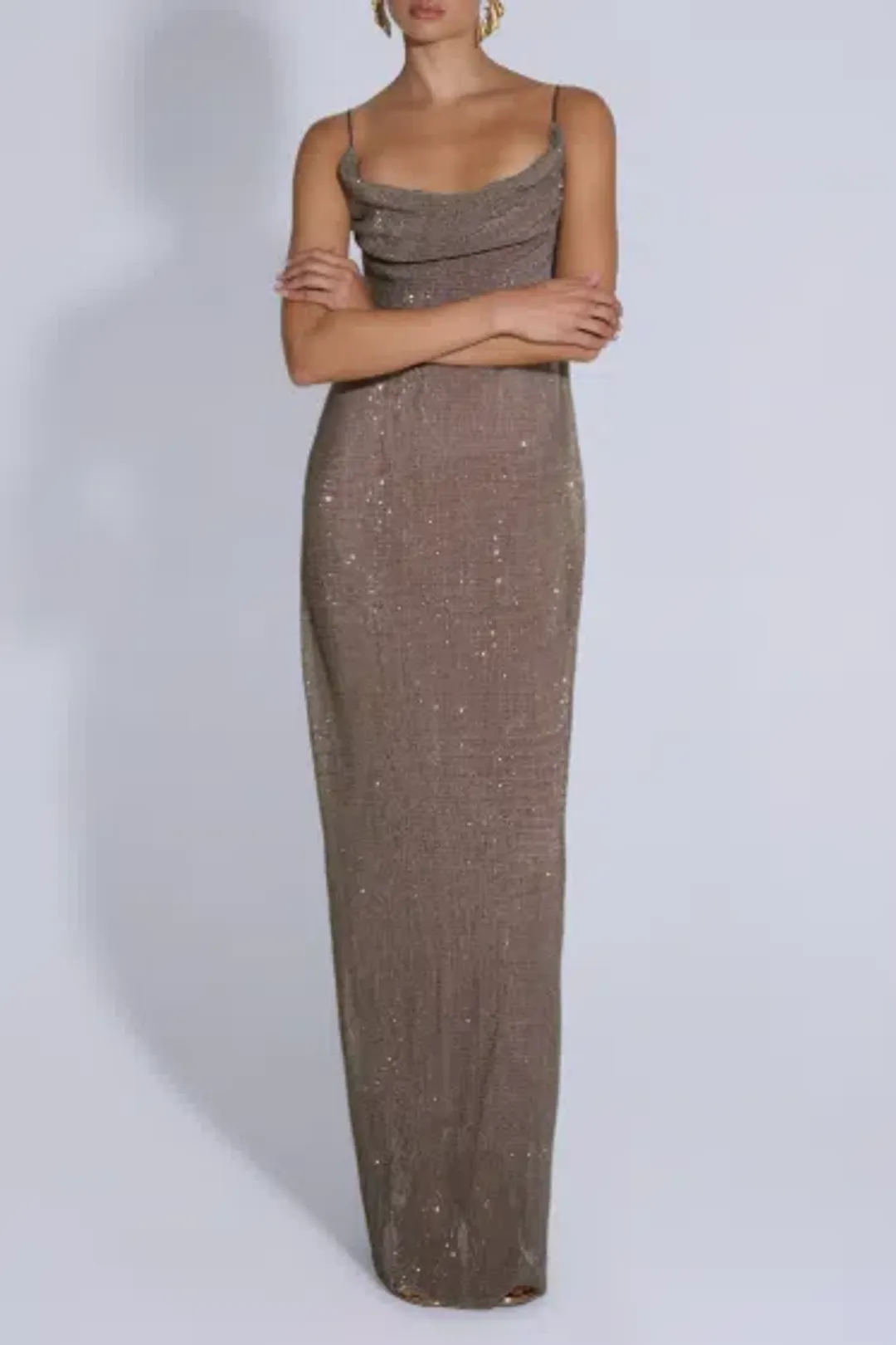 L'idee Cosmopolitan Smoke Sequin Maxi Dress - 10 for rent on The Volte - main image