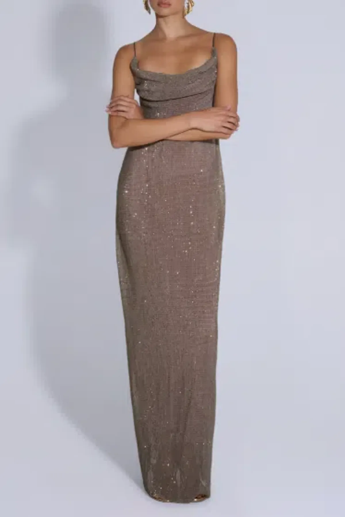 L'idee Cosmopolitan Smoke Sequin Maxi Dress - 10 for rent on The Volte - main image