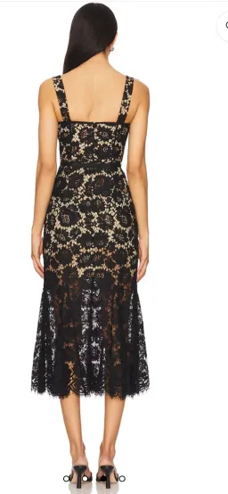 Self- Portrait Fine Lace Midi Dress in Black size 10 for rent on The Volte - image 1