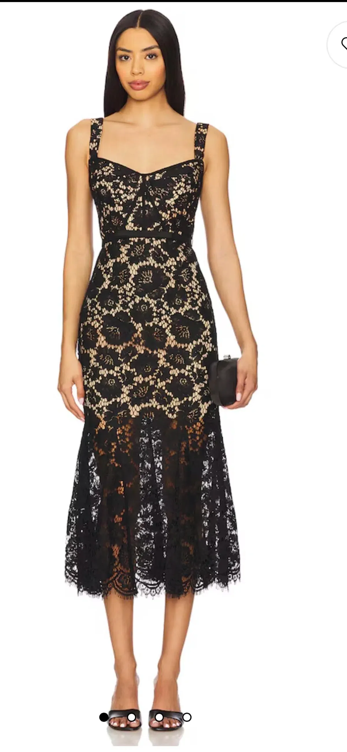Self- Portrait Fine Lace Midi Dress in Black size 10 - Image 3