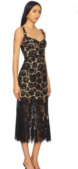 Self- Portrait Fine Lace Midi Dress in Black size 10 for rent on The Volte - image 2