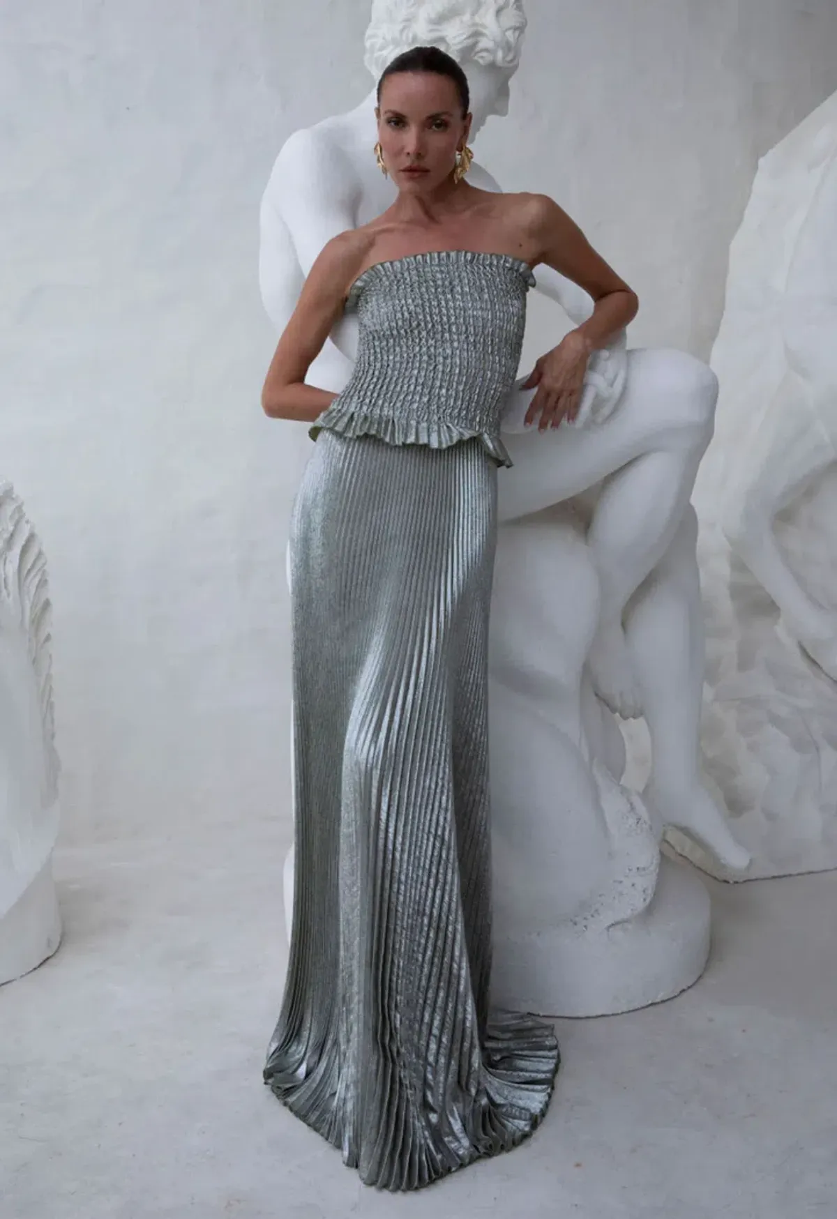 L’Idee Maya Gown in Sage Shimmer - Image 1
