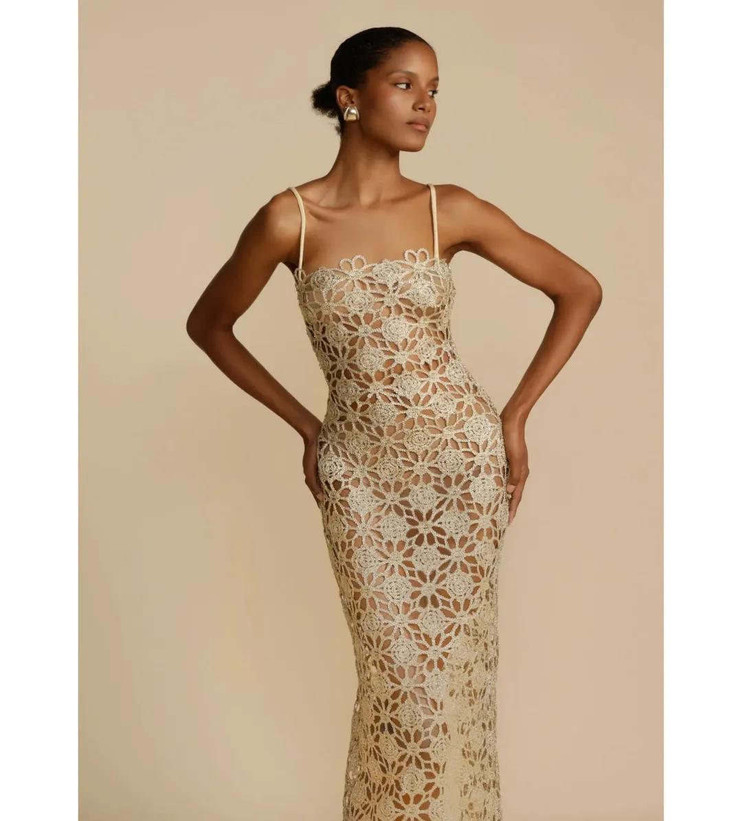 Arcina Ori Kendra Midi Dress Gold Size M/AU 10 for rent on The Volte - main image