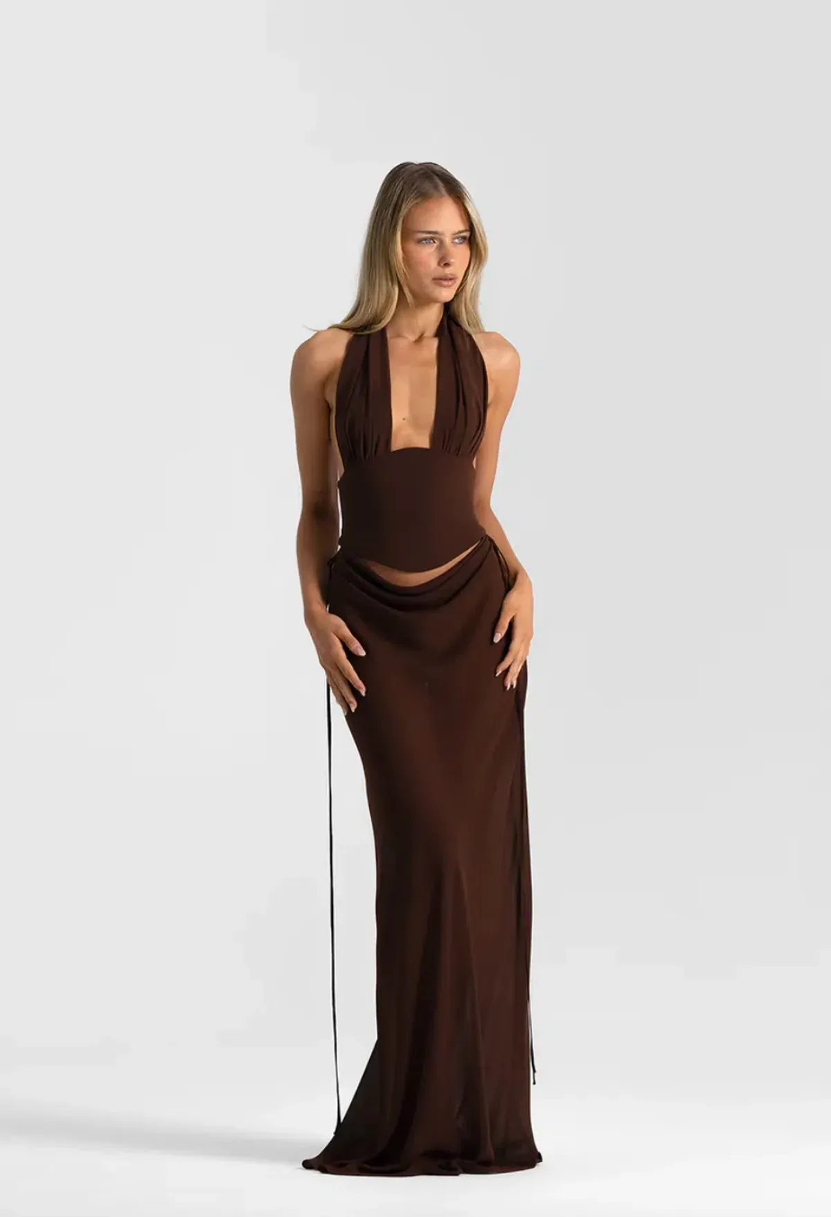 natalie rolt, bronte top & Allira skirt, brown, size 8 - Image 1