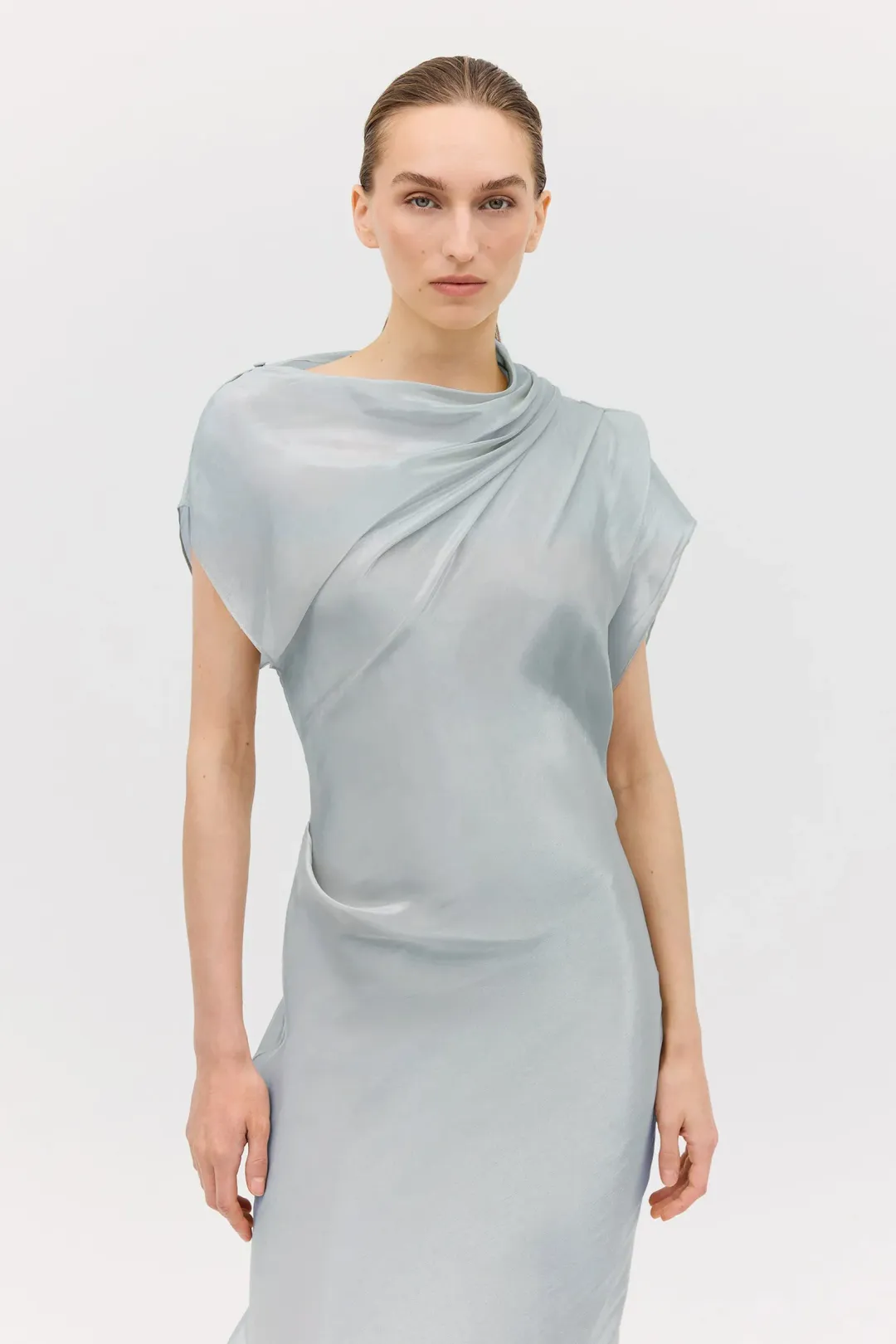 Bianca Spender Liquid Organza Decode Dress Blue Size 10 for rent on The Volte - main image