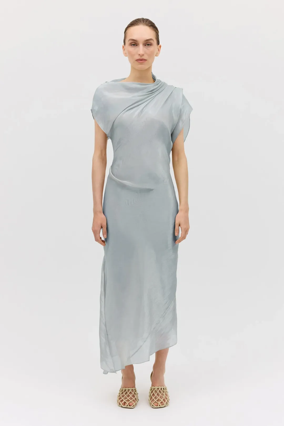 Bianca Spender Liquid Organza Decode Dress Blue Size 10 for rent on The Volte - main image