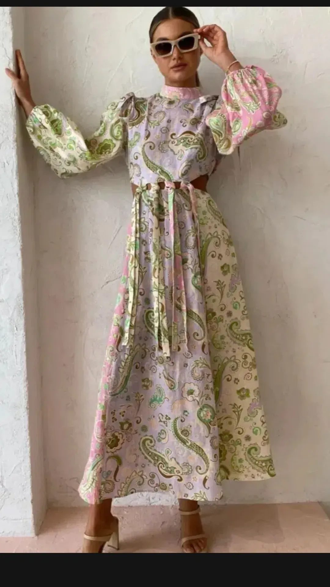 Alemais Marta Cutout Midi Dress Print s.6 for rent on The Volte - main image