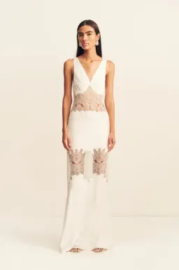 Shona Joy stratus plunged lace panelled maxi dress - ivory 8 for rent on The Volte - image 1