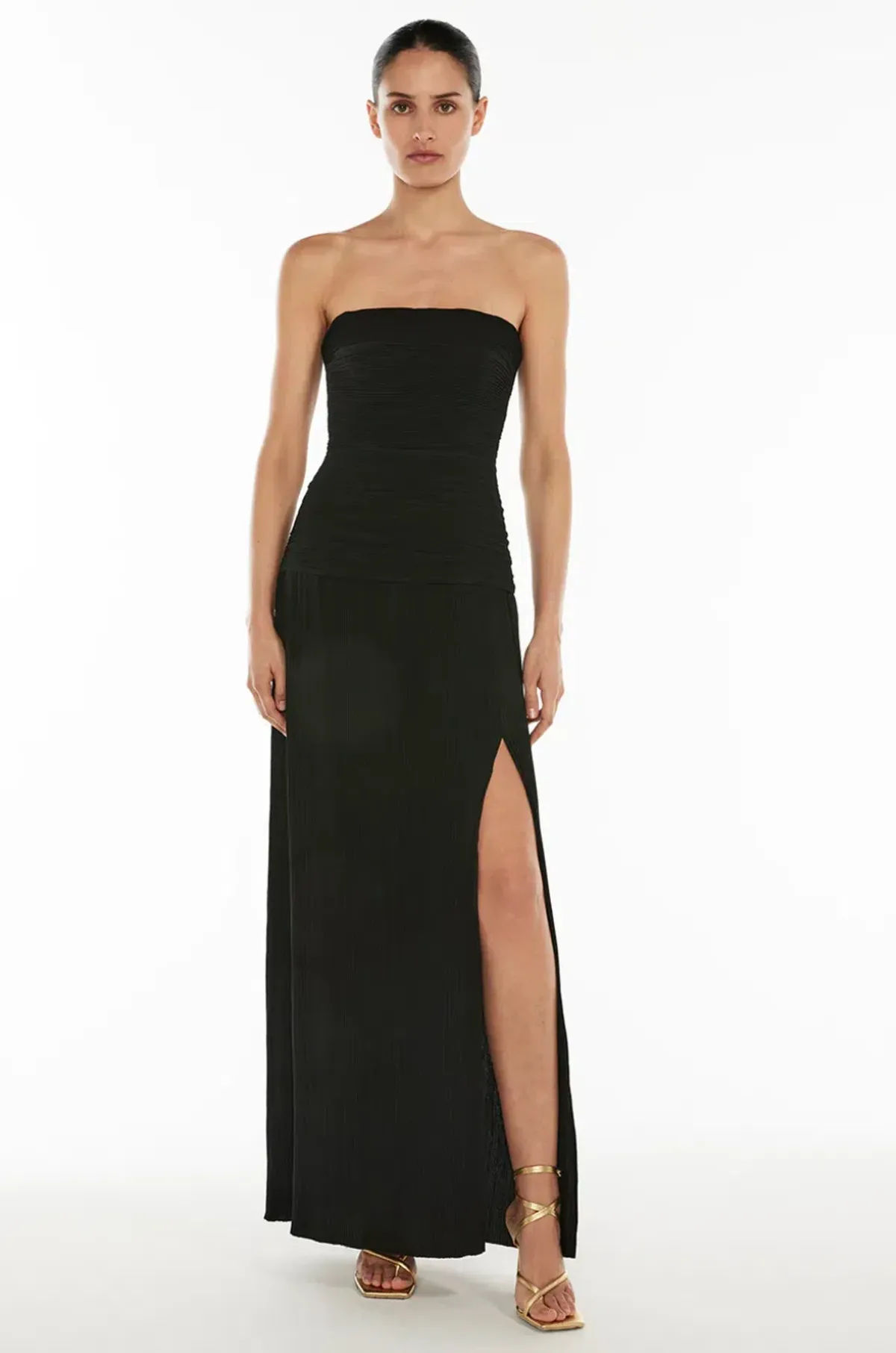 DOUBLE TIME PLEAT STRAPLESS DRESS - Image 1