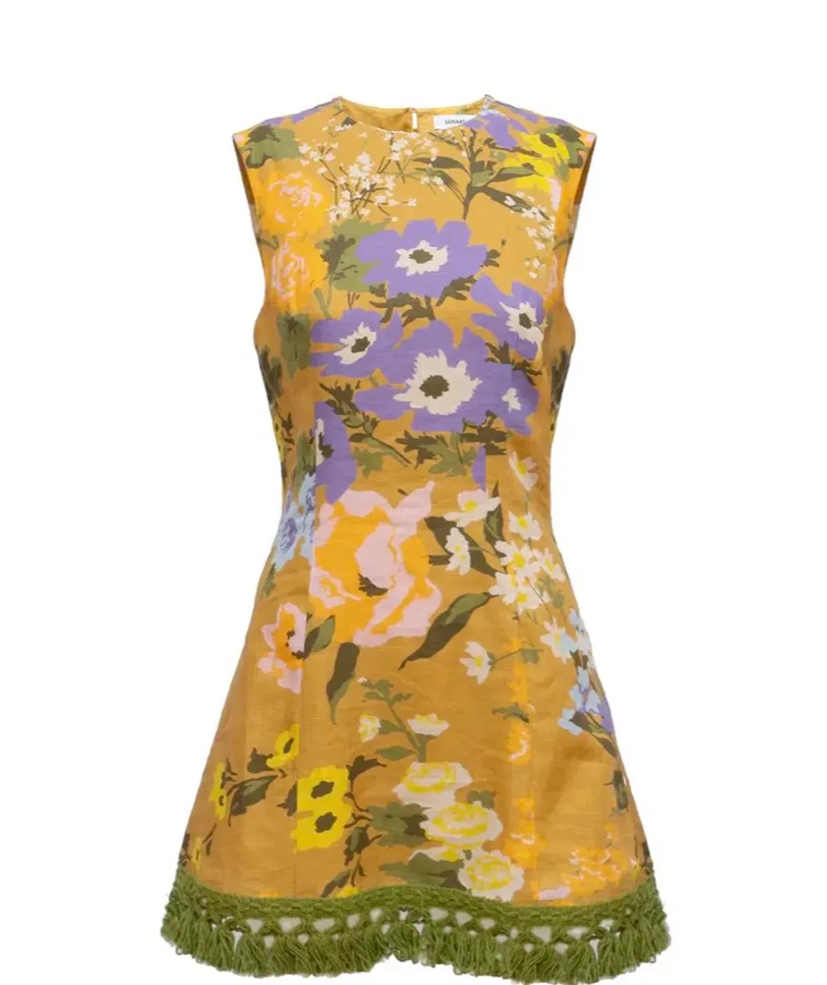 Lovaan Studios Mathilda Mini Yellow/Floral Size 8 - Image 1
