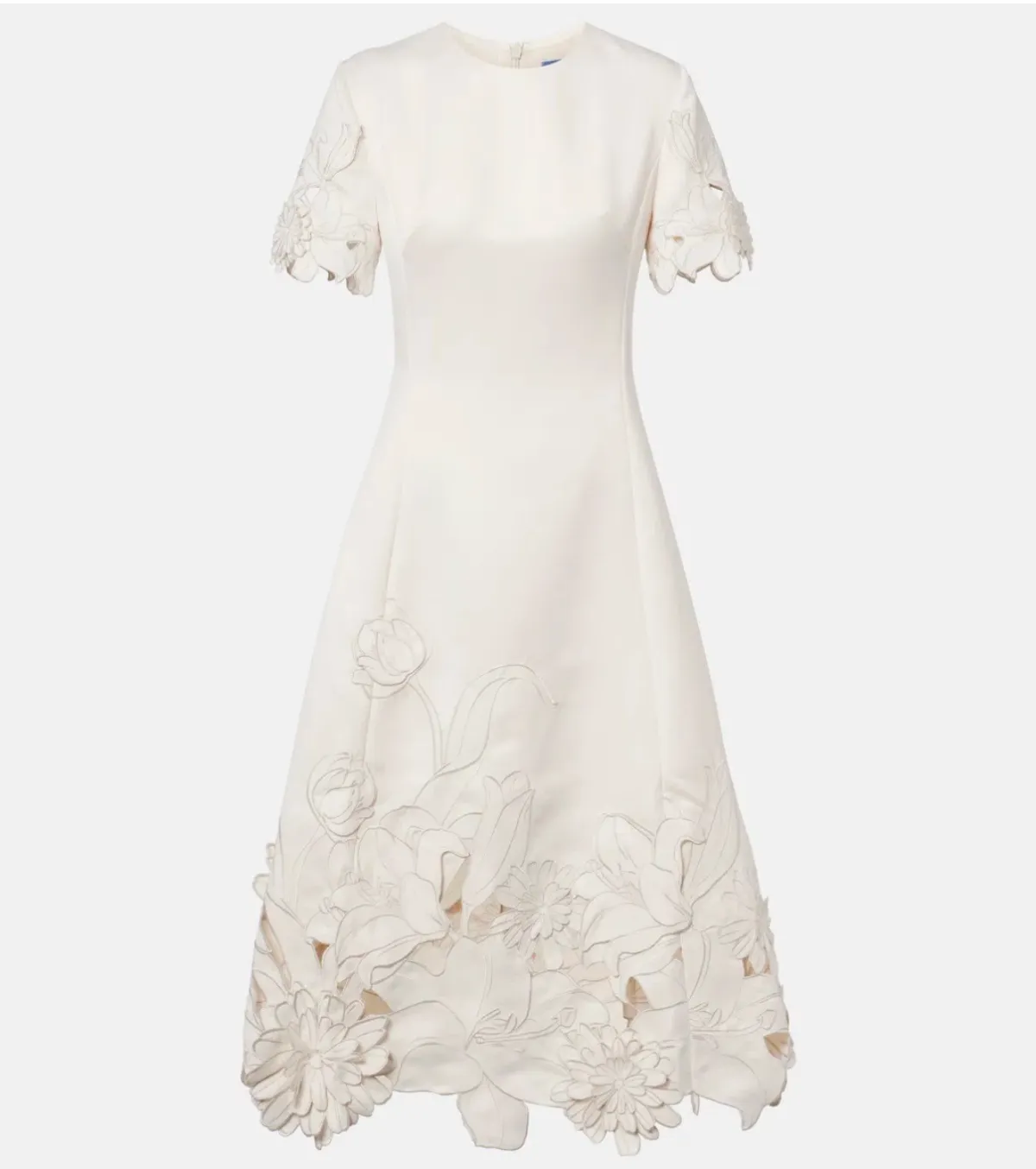 Leo Lin Caroline Applique Short Sleeve Midi Dress Ivory Size 10 - Image 2