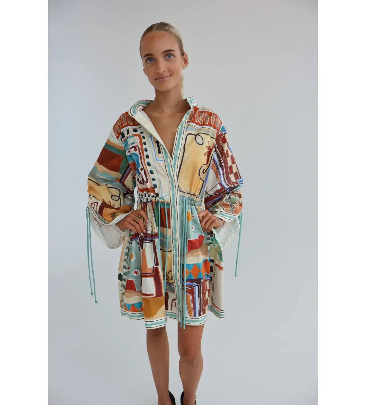 Alèmais x La. Sirena Exclusive Michelle Mini Dress Multi Print Size 8 - Image 4