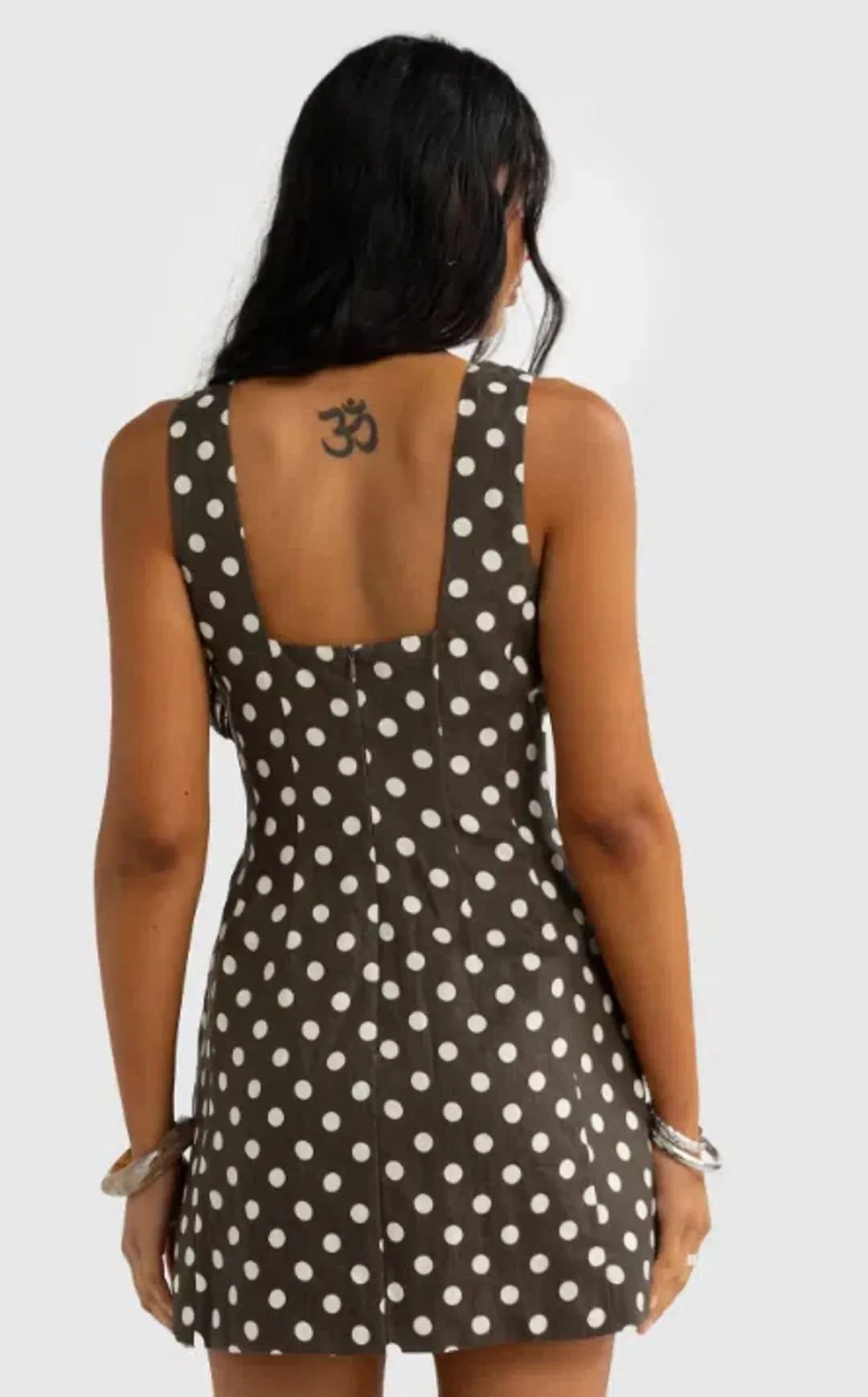 ORTC Zoey Linen Mini Dress Carob Polkadot Size 12 for rent on The Volte - main image