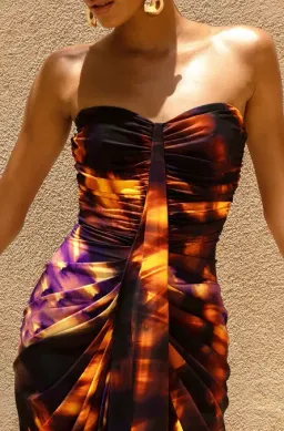 Club L London Nyra Smoke Print Sweetheart Ruched Maxi Dress Size 10 for rent on The Volte - image 5