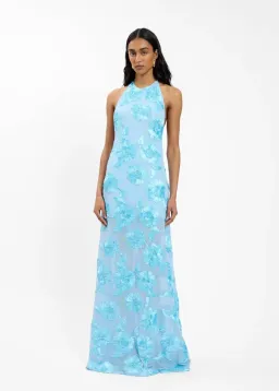 With Harper Lu Embellished Backless Maxi Dress in Baby Blue Size XS for rent on The Volte - image 1