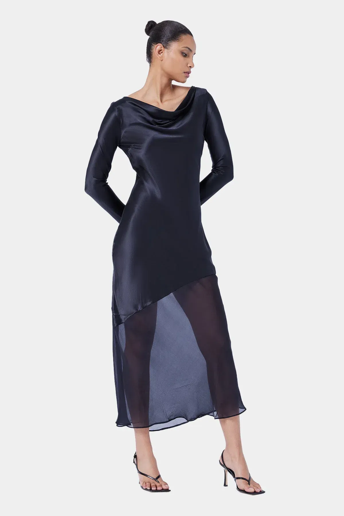 Ginia, Asym Splice LS Dress, Size M - Image 1