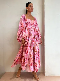 Acler Lothair Midi Dress In Peony Harvest Size 14 for rent on The Volte - image 1