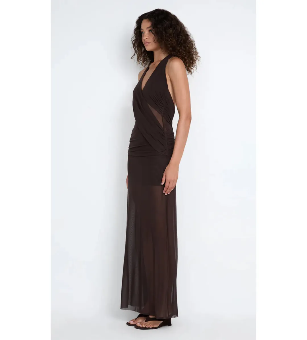 Bec & Bridge Deija Halter Maxi Dress Dark Chocolate Size 8 for rent on The Volte - main image