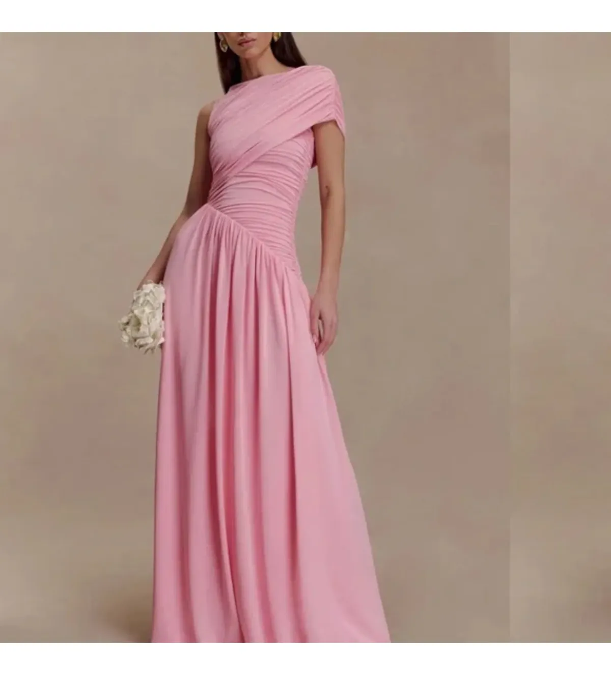 Meshki Ayeshya Slinky Asymmetric Maxi Dress in Candy Pink Size AU10 - Image 1
