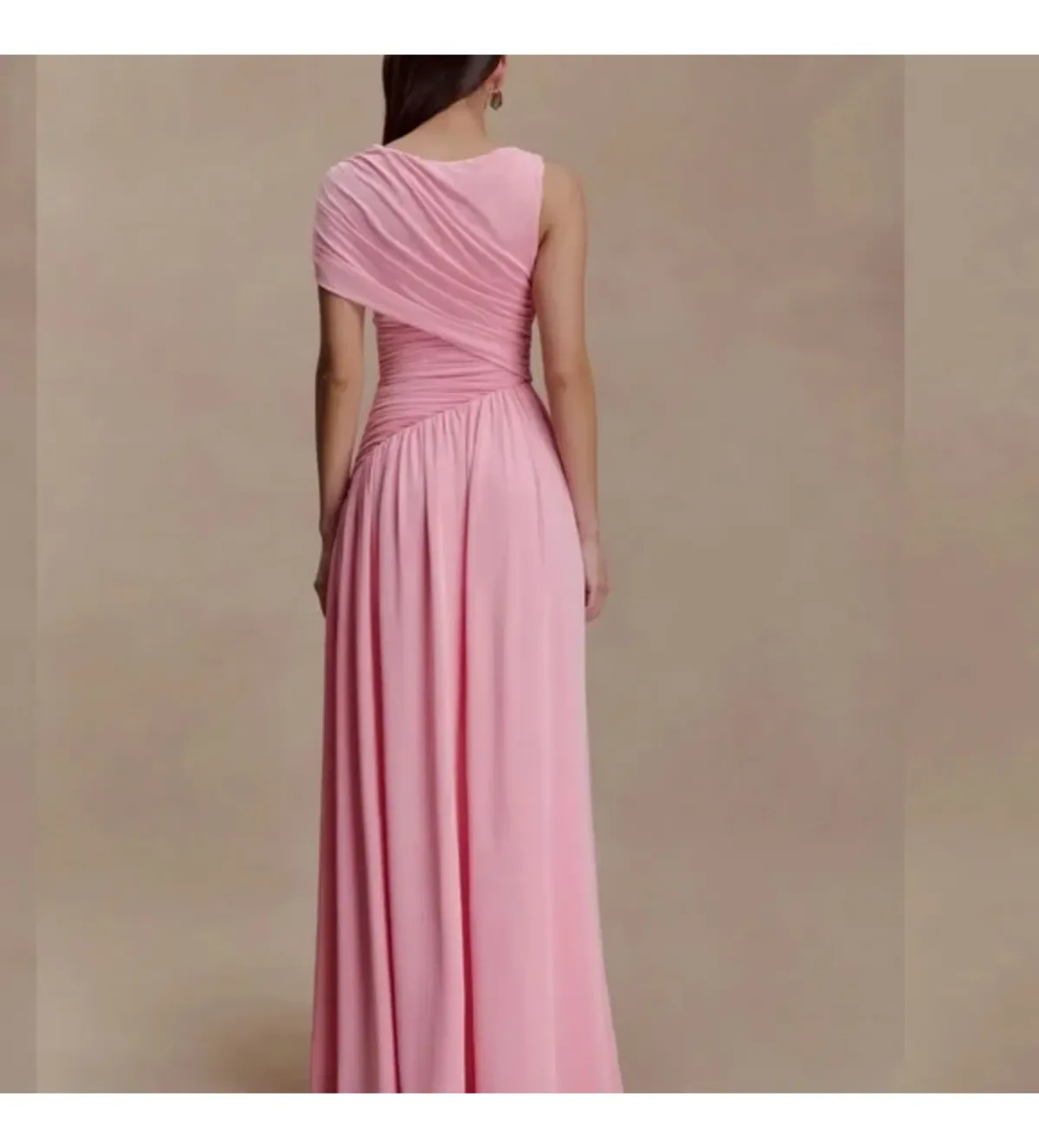 Meshki Ayeshya Slinky Asymmetric Maxi Dress in Candy Pink Size AU10 - Image 3