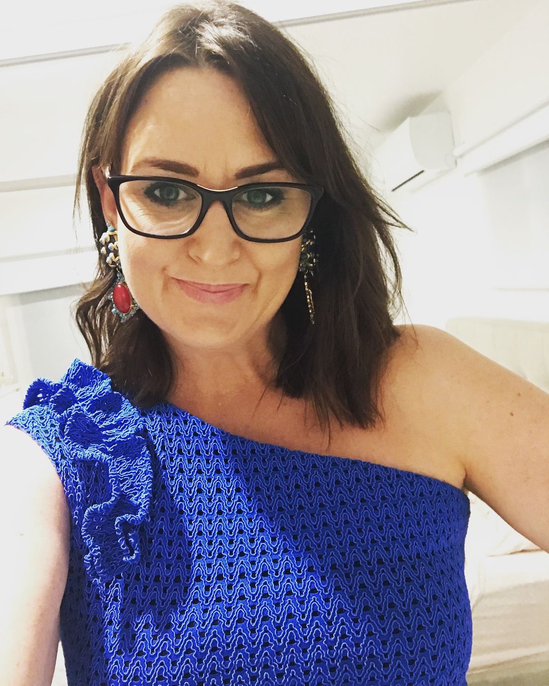 Sacha Drake Blue one shoulder dress size 14 for rent on The Volte - main image