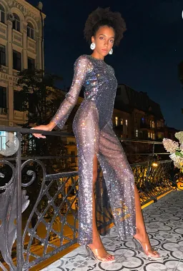 SANTA Brands Black diamonds maxi dress for rent on The Volte - image 1