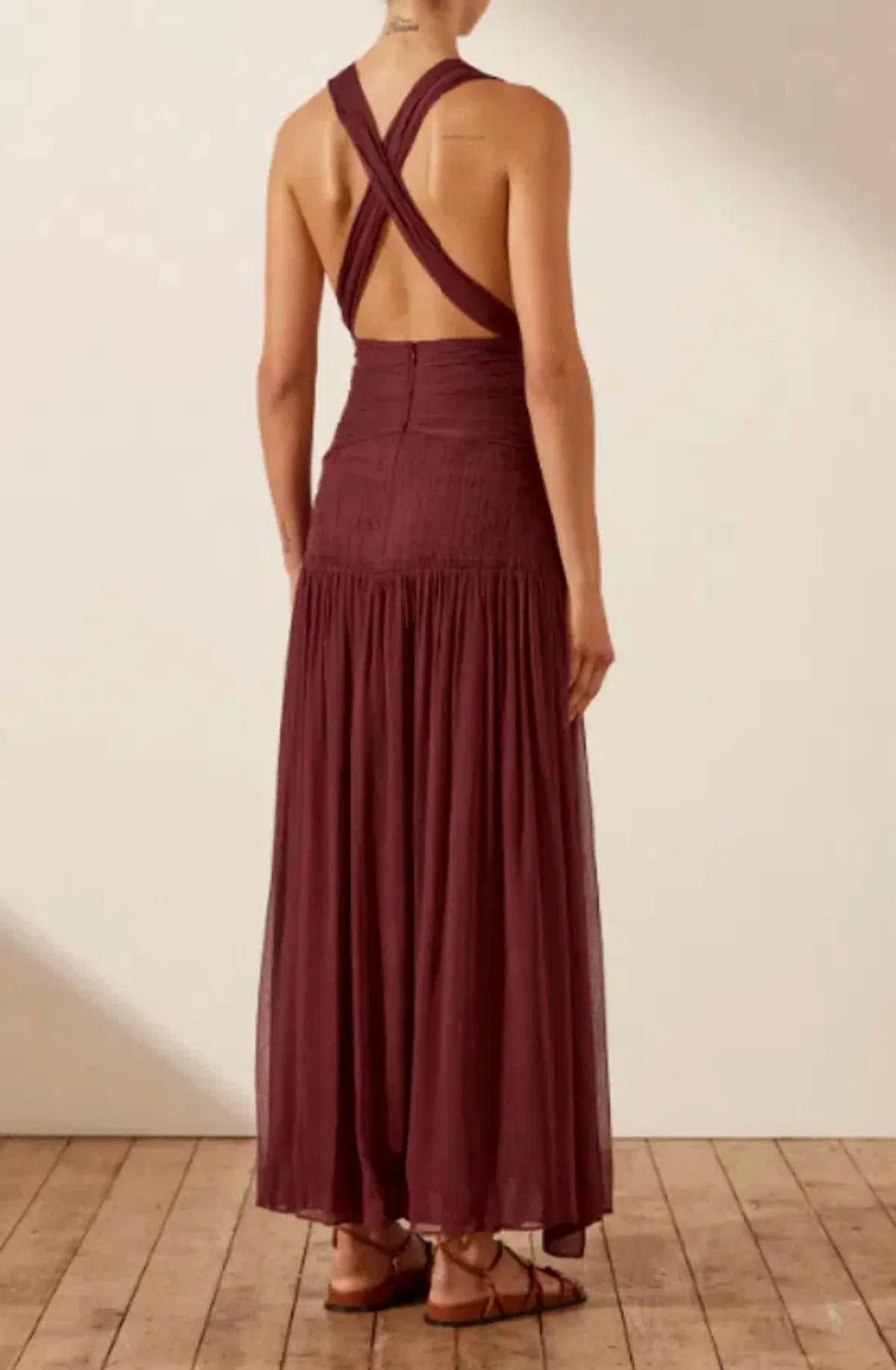 Shona Joy Marquis Plunged Tie Back Midi Dress - Image 2