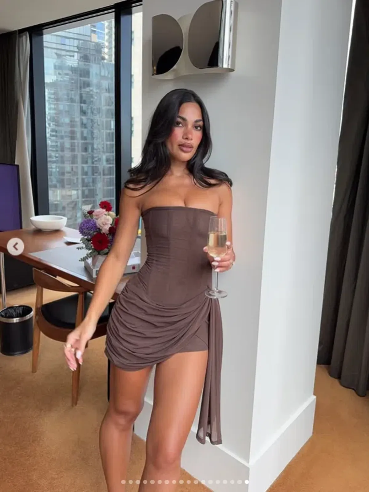 Leau Mira Mesh Corset Dress - Chocolate Brown Size Medium (10-12) - Image 3