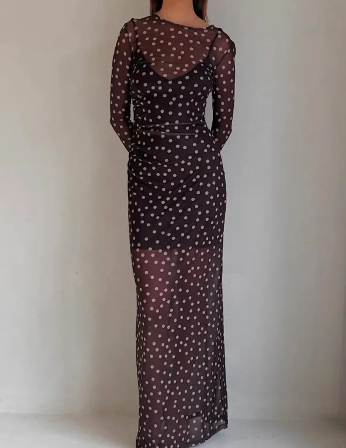 By Nicola Luca Maxi Dress in Chocolate Polka 6 - Image 1