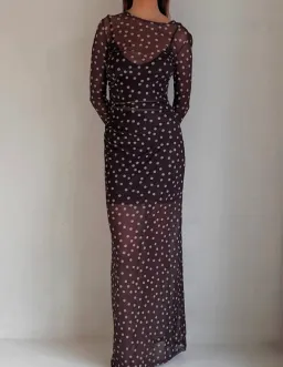 By Nicola Luca Maxi Dress in Chocolate Polka 6 for rent on The Volte - image 1
