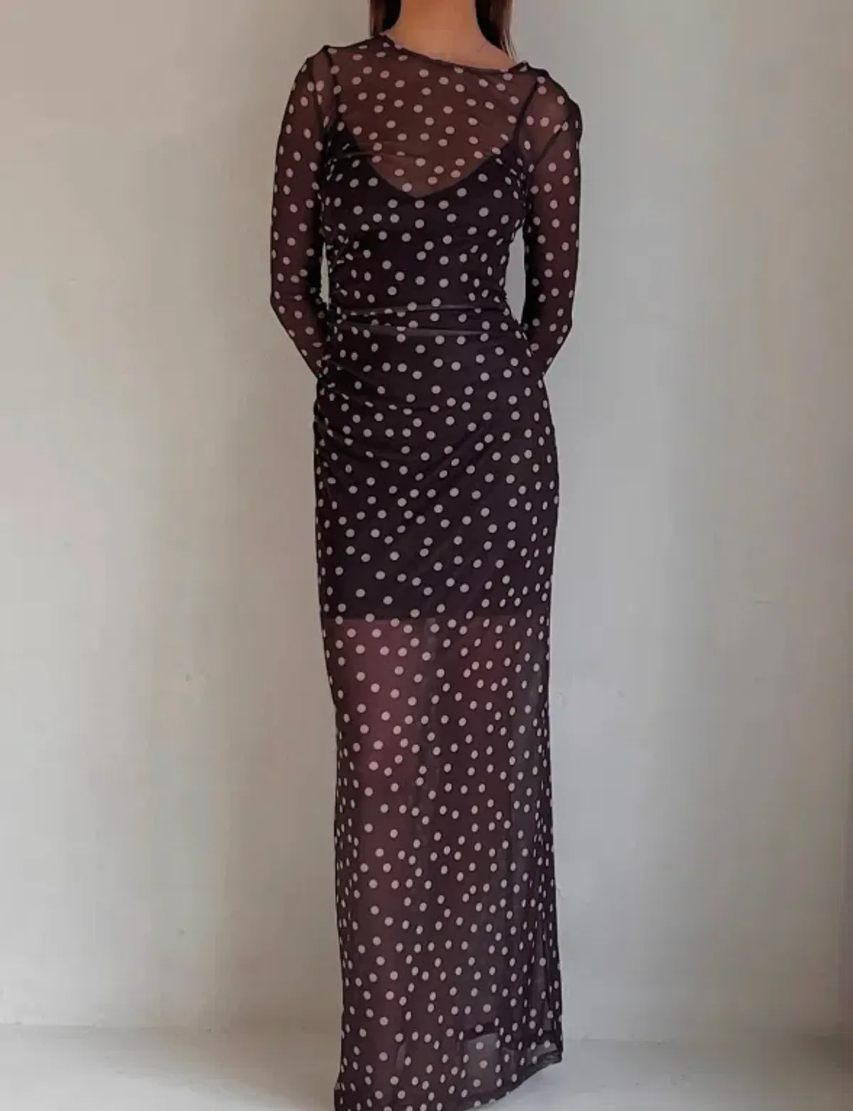 By Nicola Luca Maxi Dress in Chocolate Polka 10 - Image 1