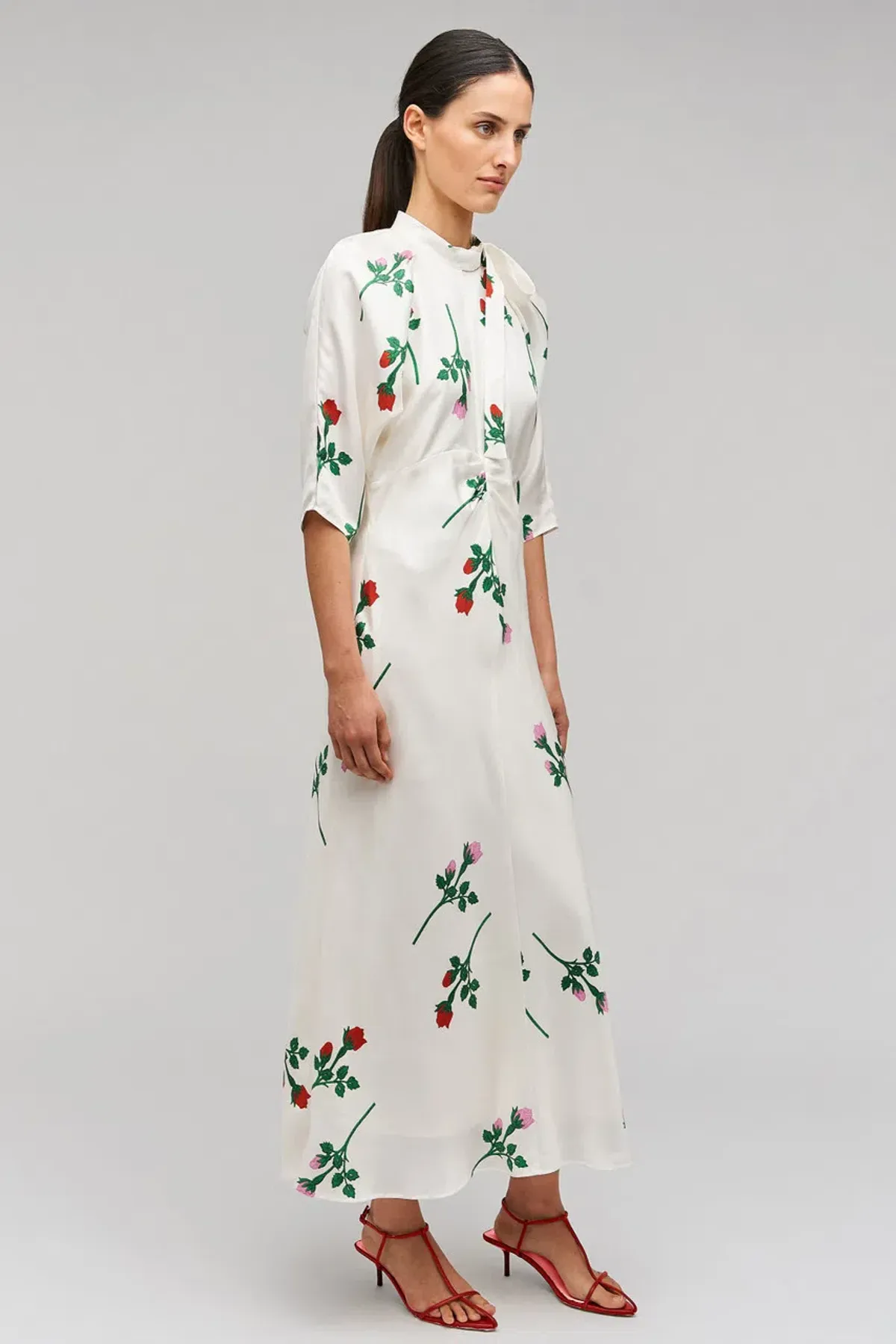Oroton Rosebud Tie Neck Silk Dress Size 12 - Image 3